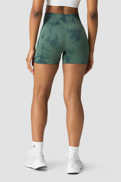 define seamless tie dye shorts wmn dark green