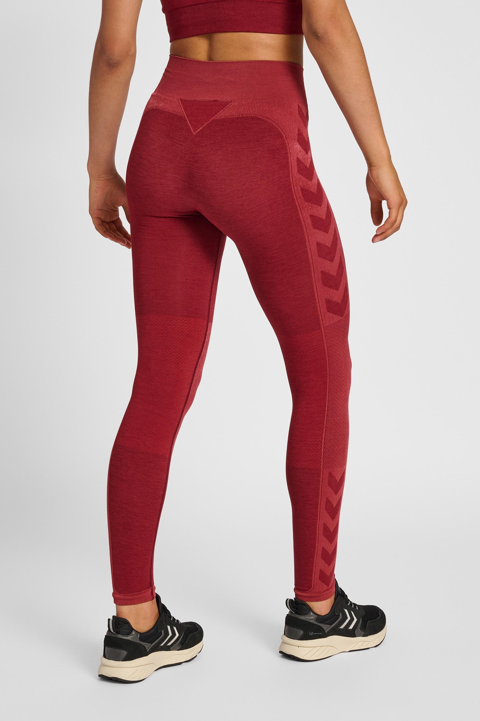 HUMMEL - Hmlclea Seamless Mid Waist Tights - Cabernet/apple Butter Melange