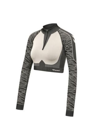 HUMMEL - Hmlmt Mila Seamless Crop Half Zip - Black/chateau Grey