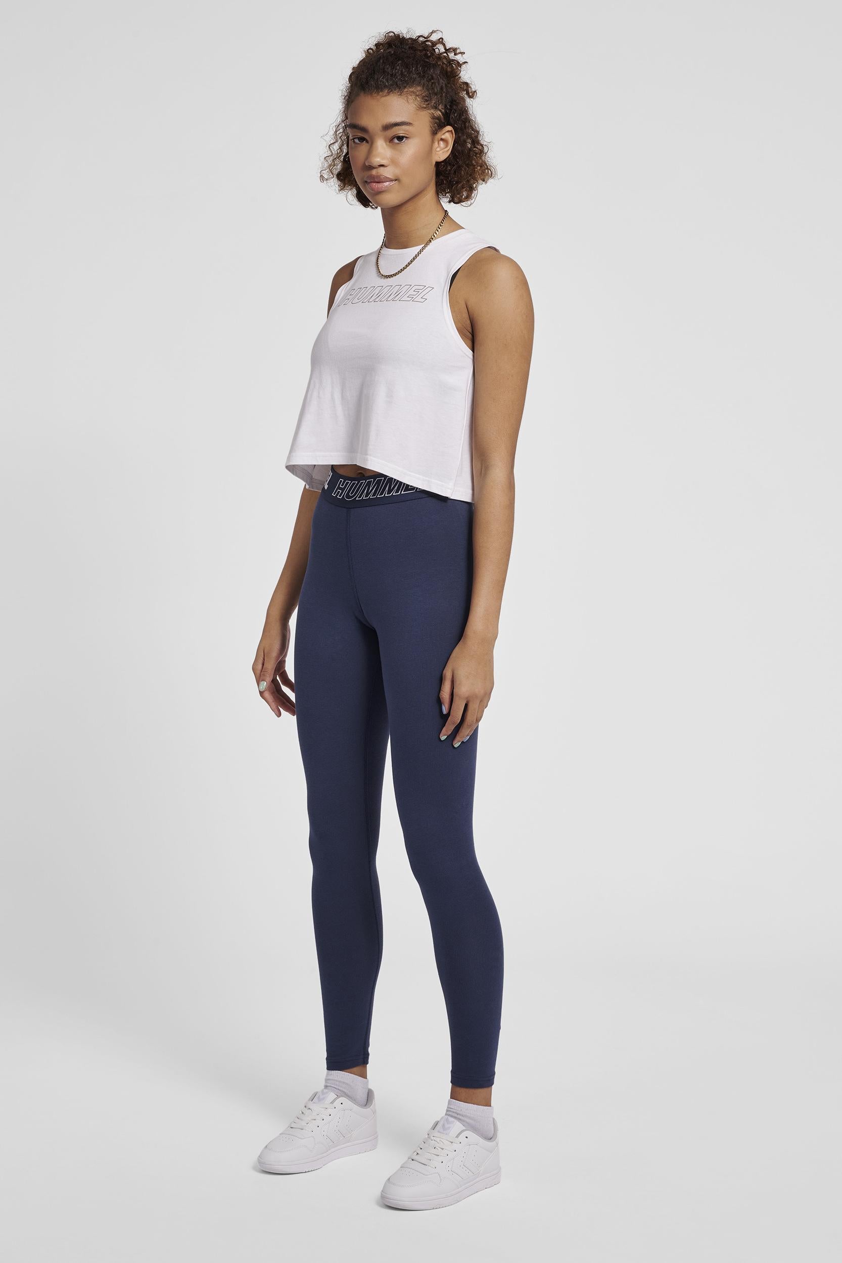 HUMMEL - Hmlte Maja Mid Waist Cotton Tights - Insignia Blue