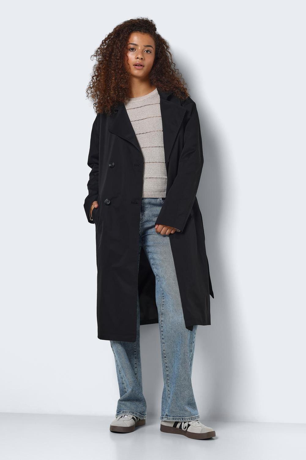 NOISY MAY - Manya L/s Trenchcoat - Black