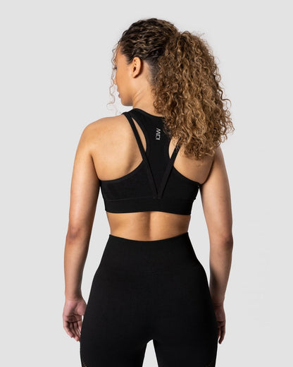 queen mesh icon sports bra black