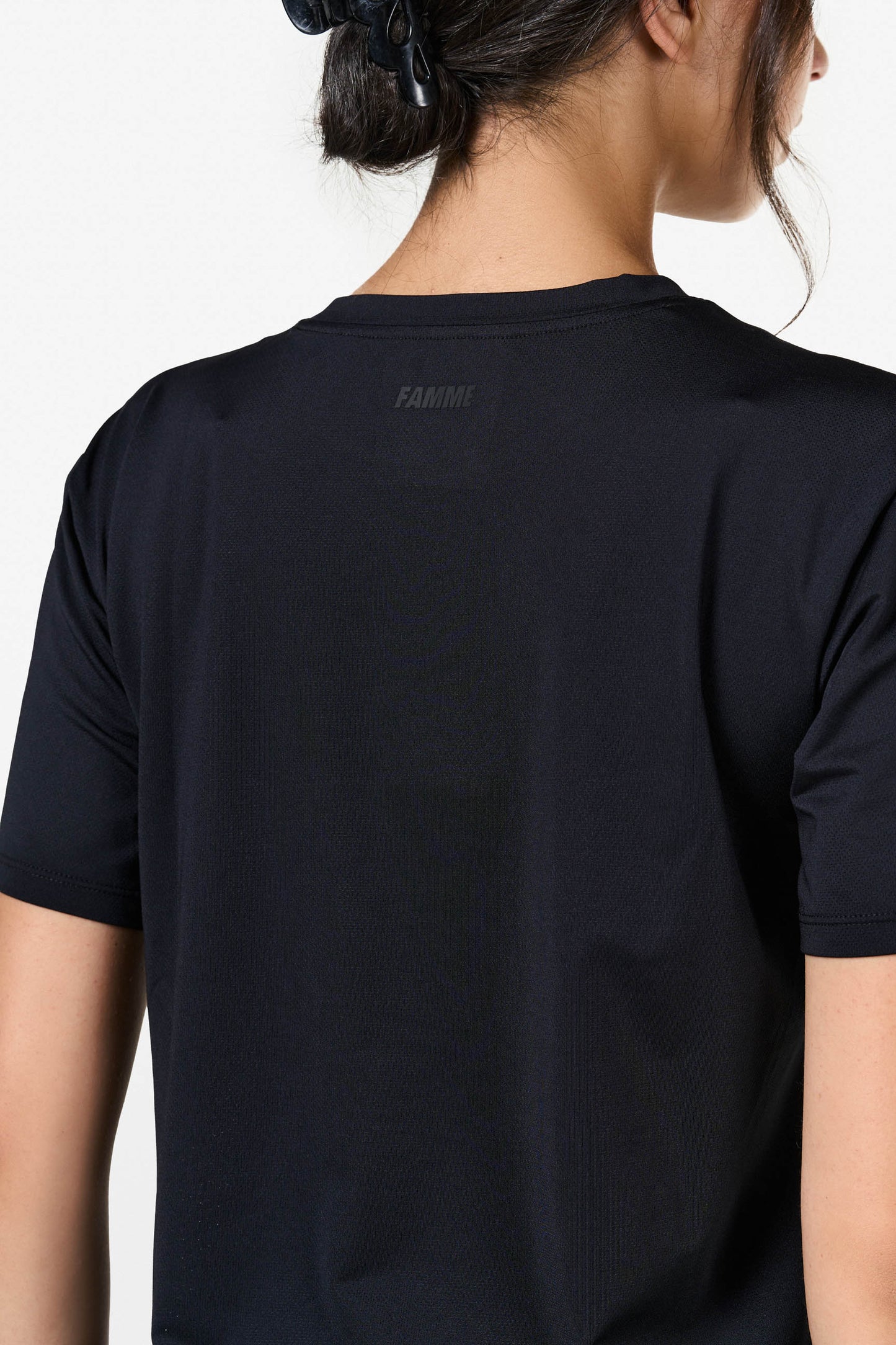 Black Relaxed Mesh T-Shirt - for dame - Famme - T-Shirt