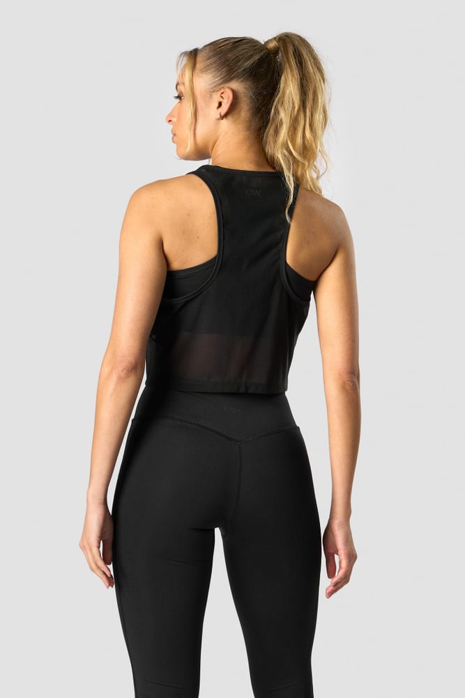 revive mesh cropped tank top wmn black