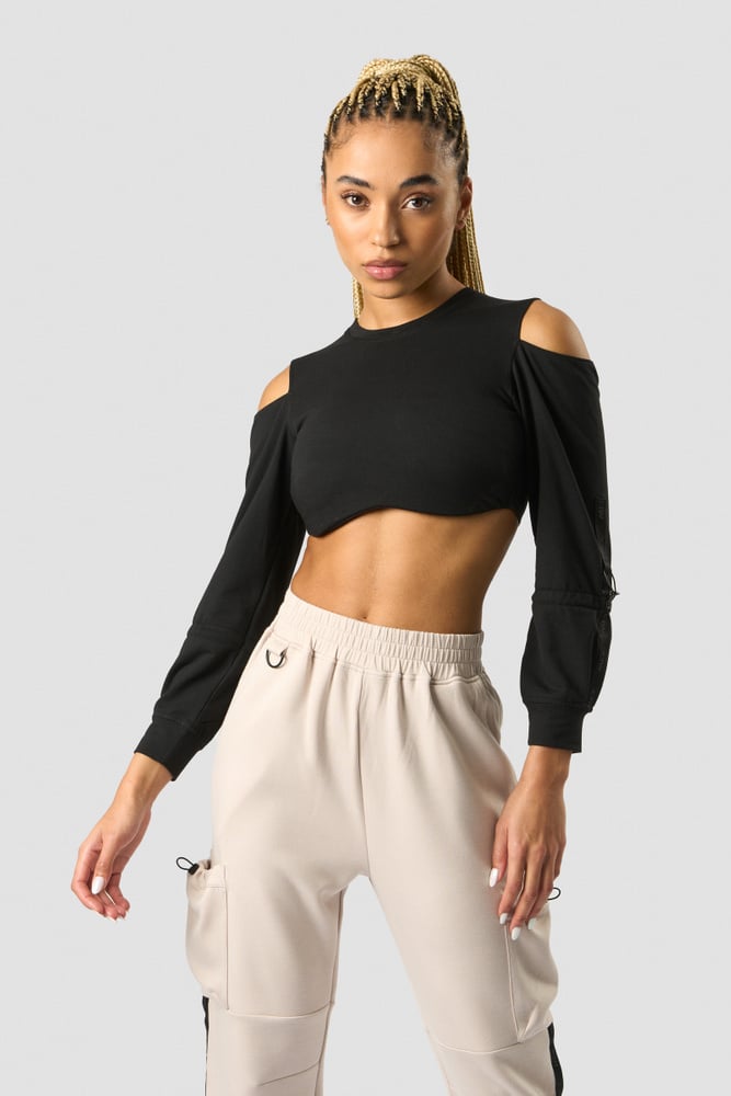 stance cropped long sleeve wmn black