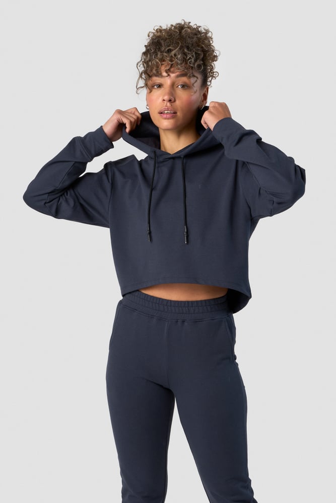 stride cropped hoodie wmn navy