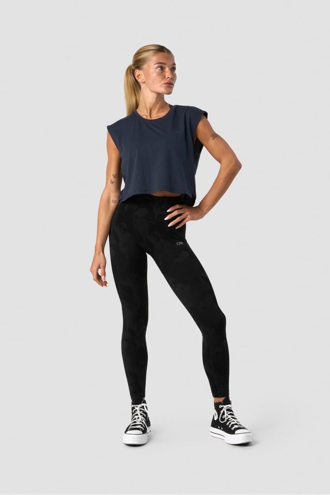 stride cropped tank wmn navy