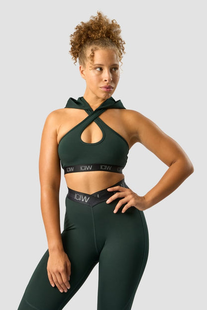 ultimate training hoodie sports bra deep green