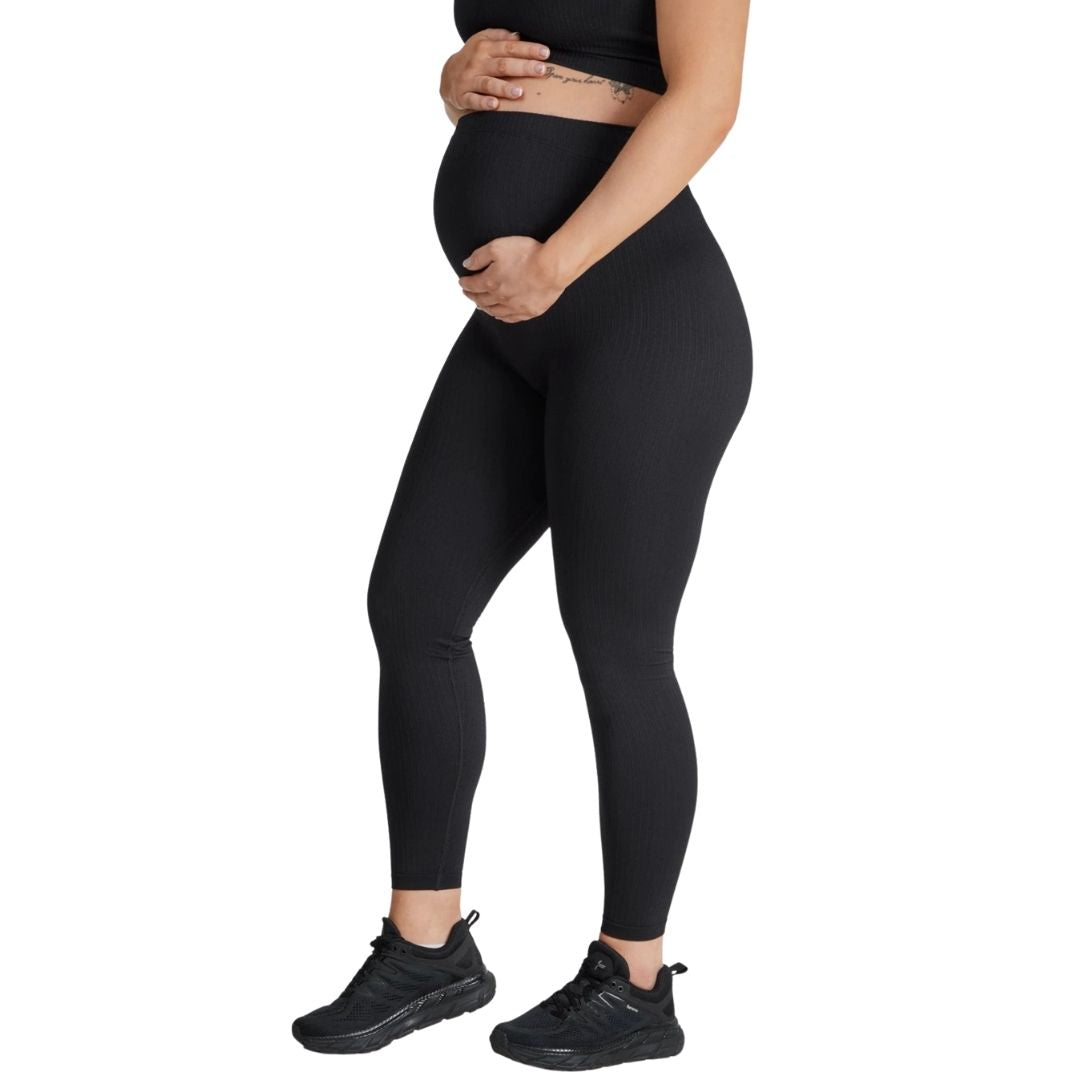 Ribbed Maternity Leggings - Black - for kvinde - FAMME - Tights